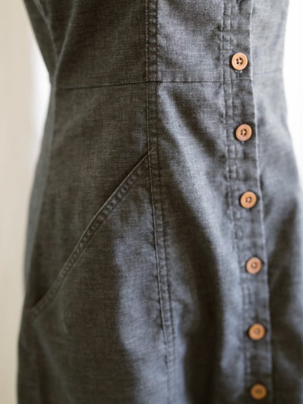 prAna Chambray Button Dress Grey Sleeveless XS - Picture 3 of 6